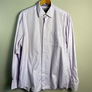 Johnston & Murphy Men's Tailored Fit Mauve Button Up Herringbone Shirt Large